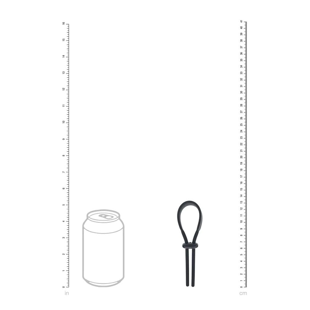 LEVELZ Wide Adjustable Silicone Lasso Cock Ring - Black Adjustable Cock Ring-LVL01-0053BLK