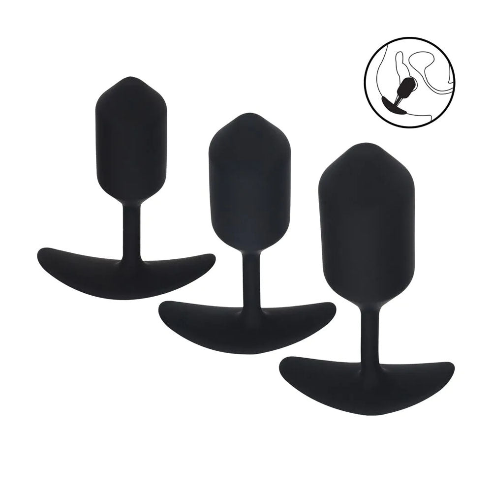 LEVELZ Silicone Weighted Anal Plug Training Set - Black Weighted Butt Plugs - Set of 3 Sizes-LVL02-0005BLK
