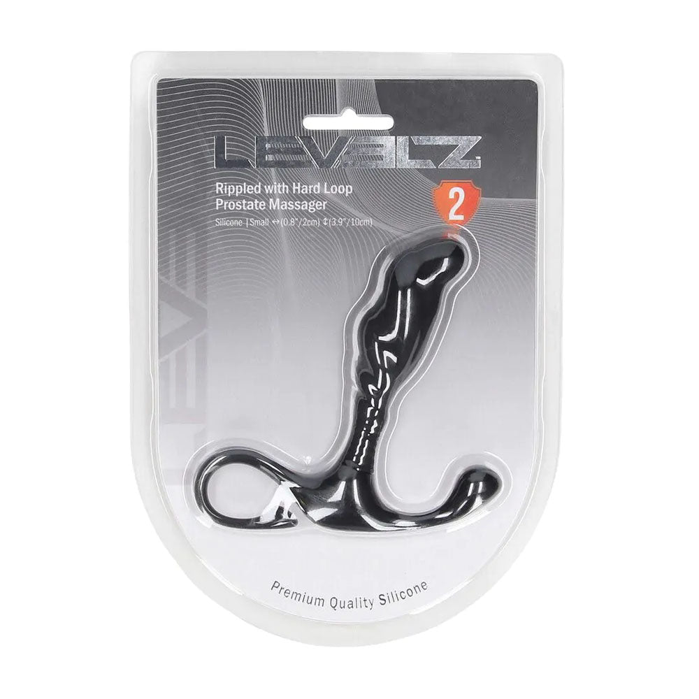 LEVELZ Rippled with Hard Loop Prostate Massager - Small - Black Small Prostate Massager-LVL02-0024BLK