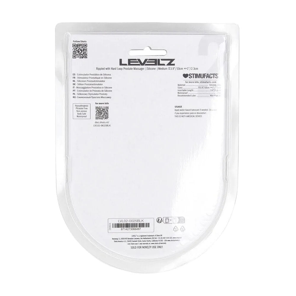 LEVELZ Rippled with Hard Loop Prostate Massager - Medium - Black Medium Prostate Massager-LVL02-0025BLK