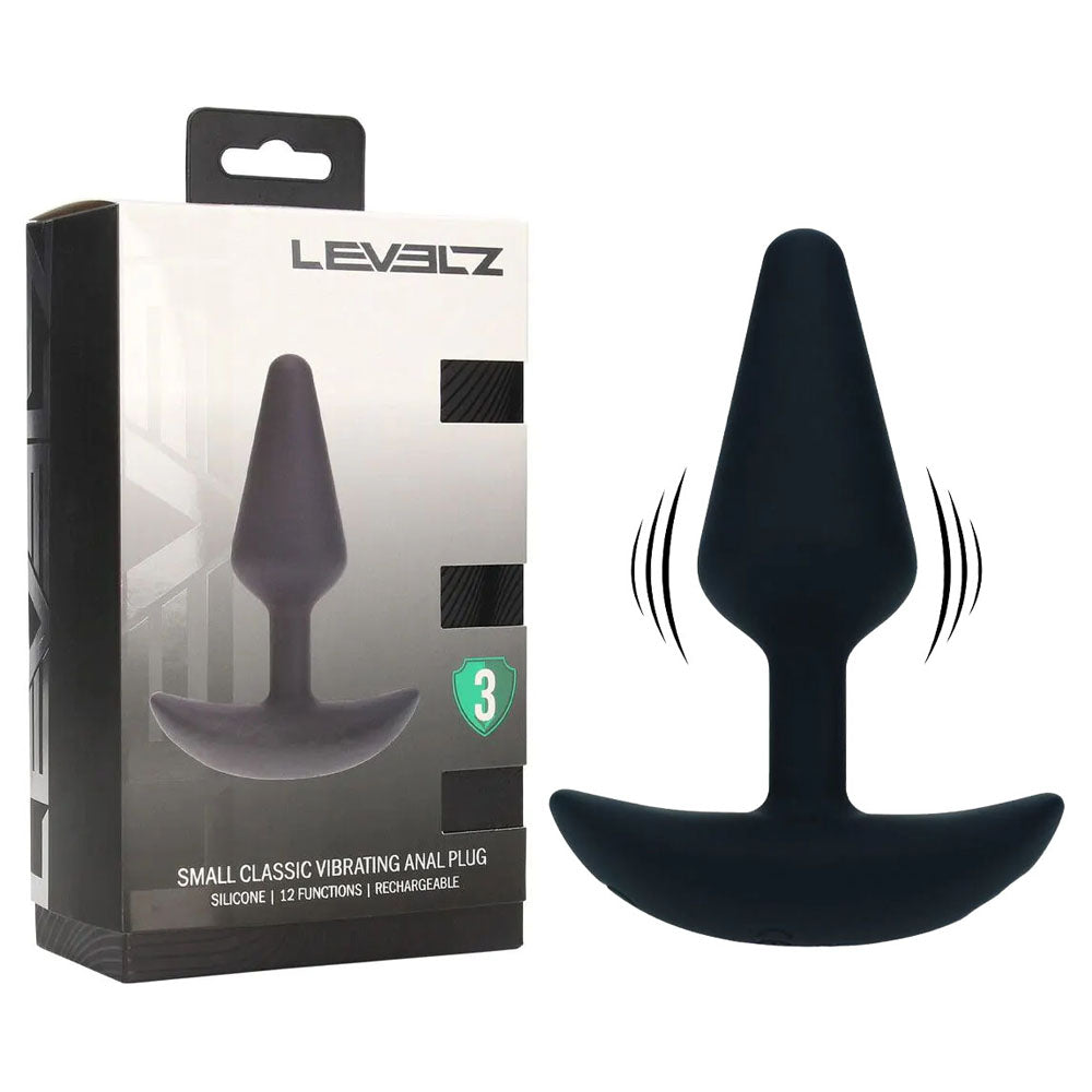 LEVELZ Classic Vibrating Silicone Anal Plug - Small - Black Small USB Rechargeable Butt Plug - LVL03-0012BLK