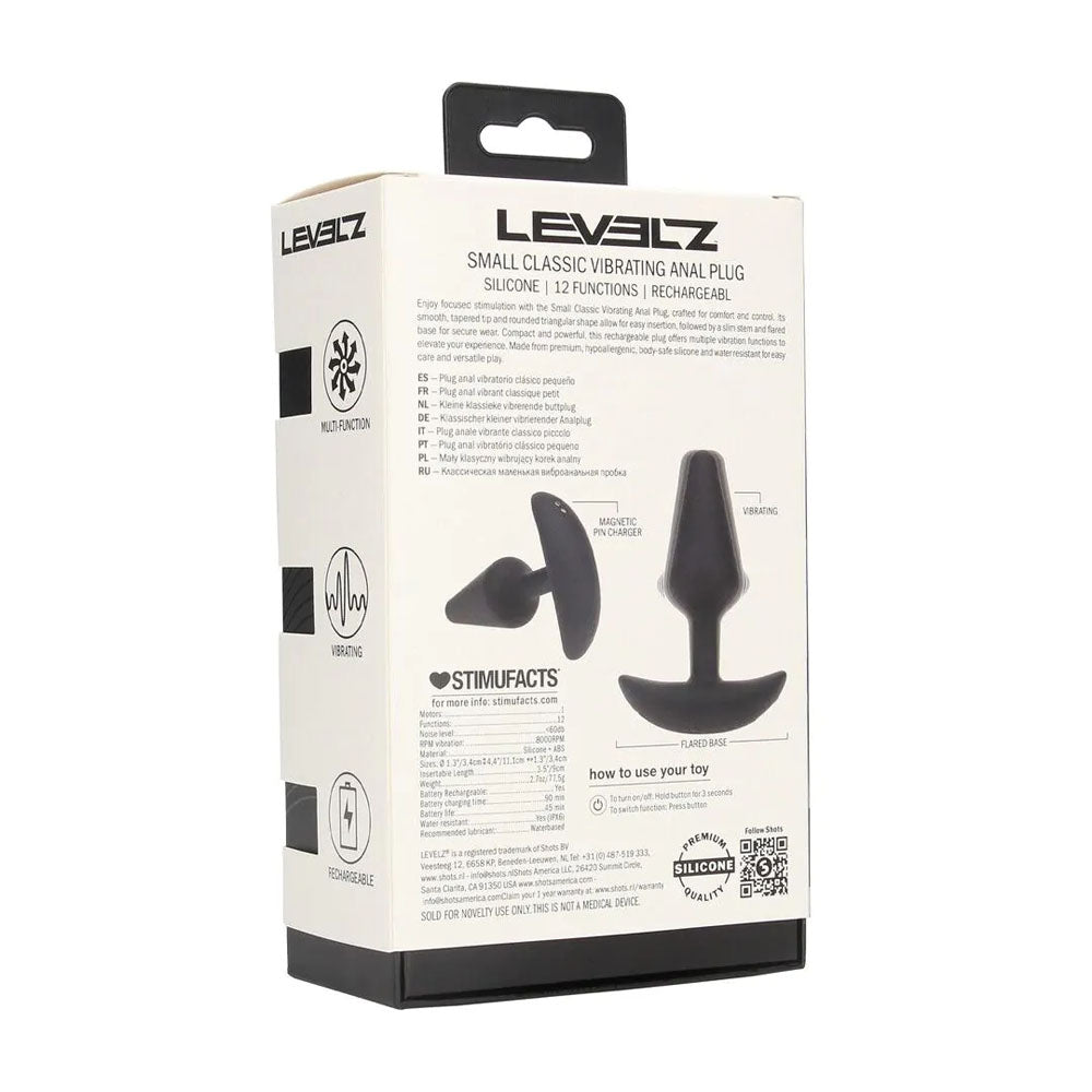 LEVELZ Classic Vibrating Silicone Anal Plug - Small - Black Small USB Rechargeable Butt Plug - LVL03-0012BLK