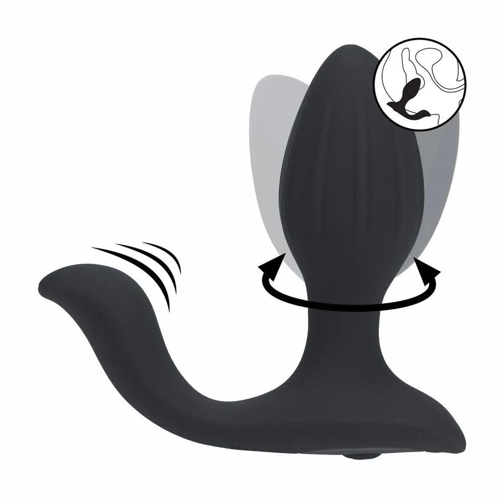 LEVELZ Vibrating & Rotating Anal Plug with Ball Stimulator - Black 10.7 cm USB Rechargeable Vibrating Butt Plug-LVL03-0029BLK