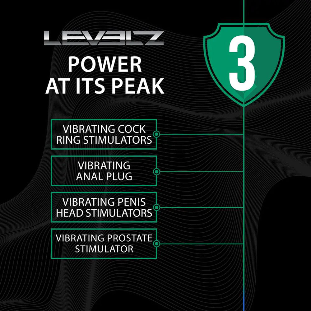 LEVELZ Remote Controlled Prostate Stimulator with Cock Ring - Black USB Rechargeable Vibrating Thrusting Prostate Massager with Cock Ring - LVL03-0042BLK