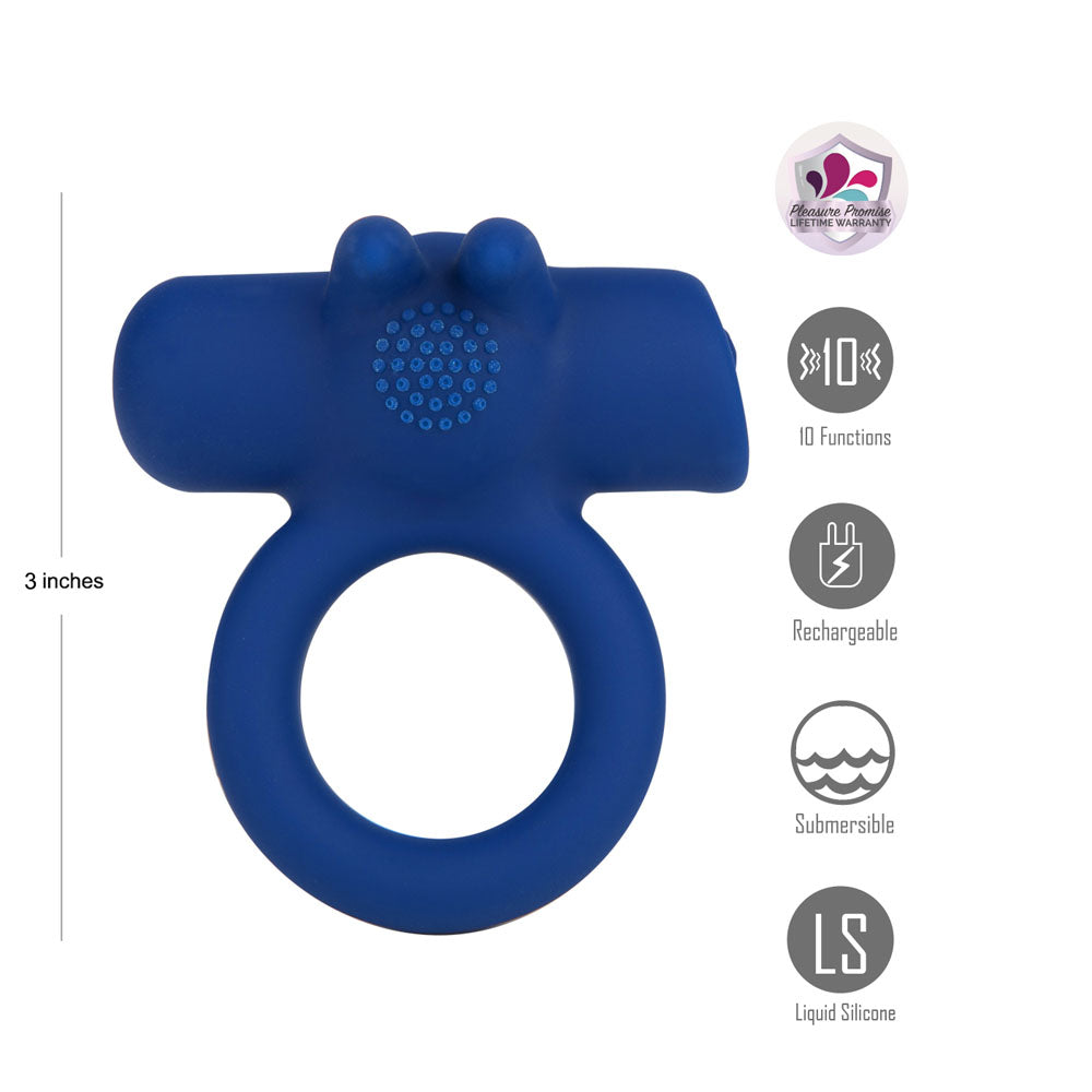 Maia HUXLEY - Blue - Blue USB Rechargeable Strong Vibrating Cock Ring-MA25-02-BLUE