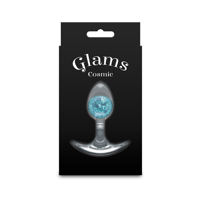 Glams Cosmic - Small - Blue - Clear/Blue 8.1 cm Small Butt Plug-NSN-0515-17