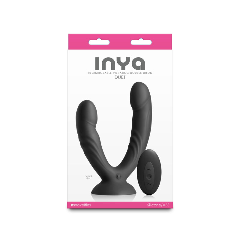 INYA Duet - Black - Black USB Rechargeable Vibrating Double Dildo with Wireless Remote - NSN-0552-63