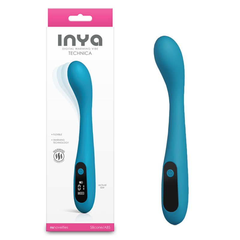 INYA Technica - Teal - Teal 19.2 cm USB Rechargeable Warming Vibrator - NSN-0560-38