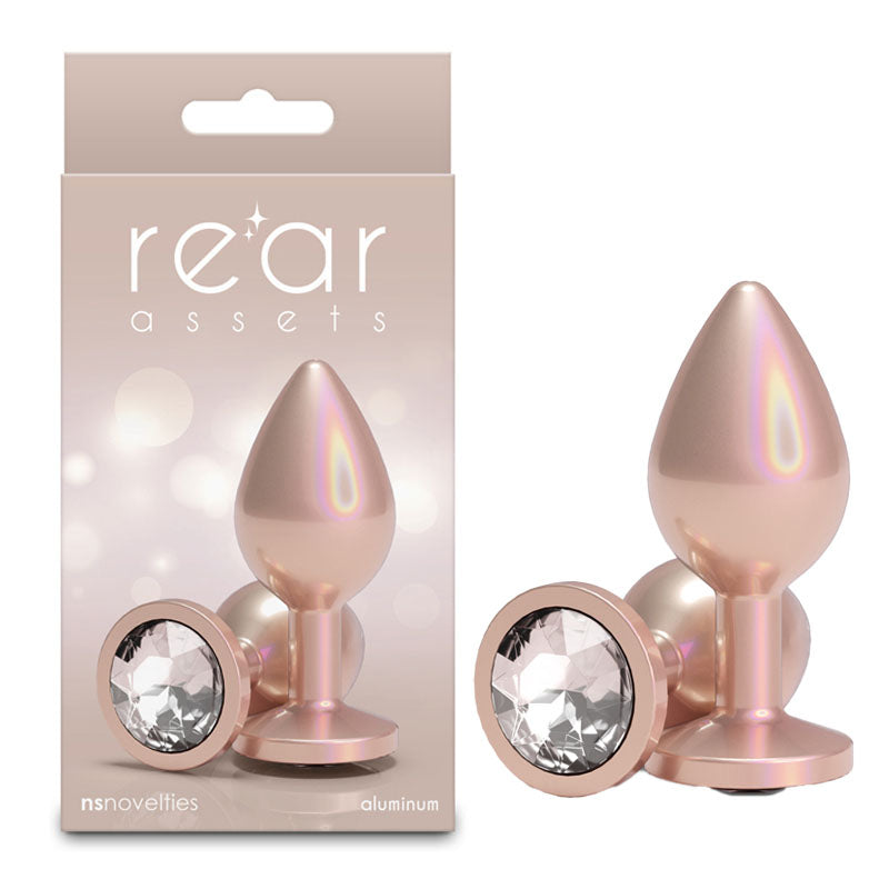 Rear Assets Iridescent - Medium - Champagne - Iridescent Champagne 8.2 cm Medium Butt Plug-NSN-0968-16