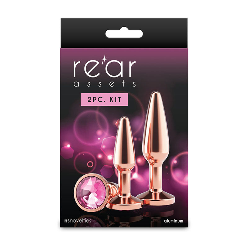 Rear Assets Tapered Trainer Kit - Rose Gold - Rose Gold Metal Butt Plugs - Set of 2 Sizes-NSN-0969-04