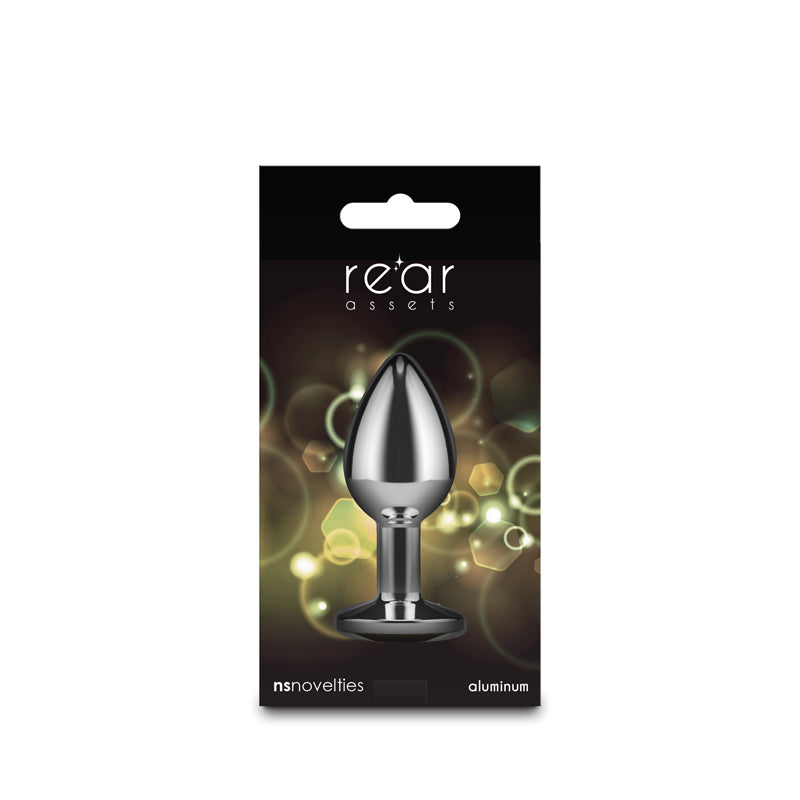 Rear Assets Silver - Small - Yellow Gem - Silver Small Metal Butt Plug with Yellow Gem Base - NSN-0970-09