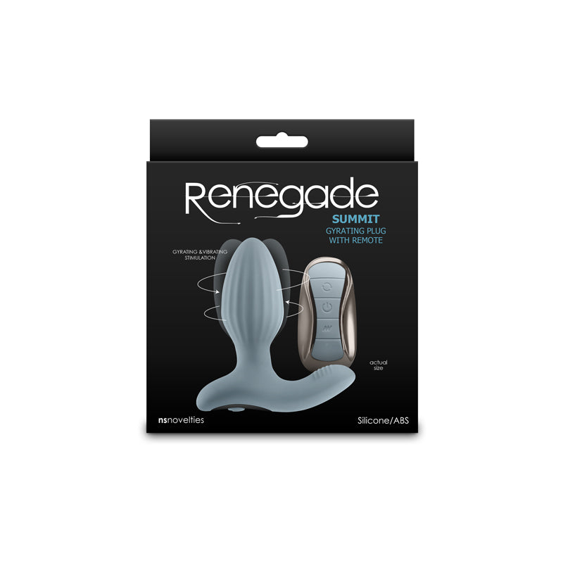 Renegade Summit - Grey - Grey 10.2 cm USB Rechargeable Vibrating Butt Plug with Remote - NSN-1132-79