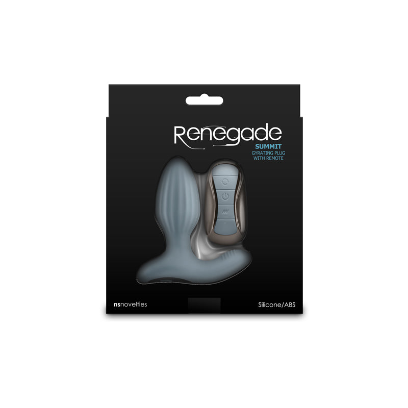 Renegade Summit - Grey - Grey 10.2 cm USB Rechargeable Vibrating Butt Plug with Remote - NSN-1132-79