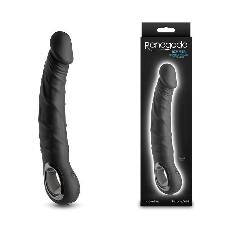 Renegade Rimmer - Black - Black 22 cm USB Rechargeable Vibrator-NSN-1161-43