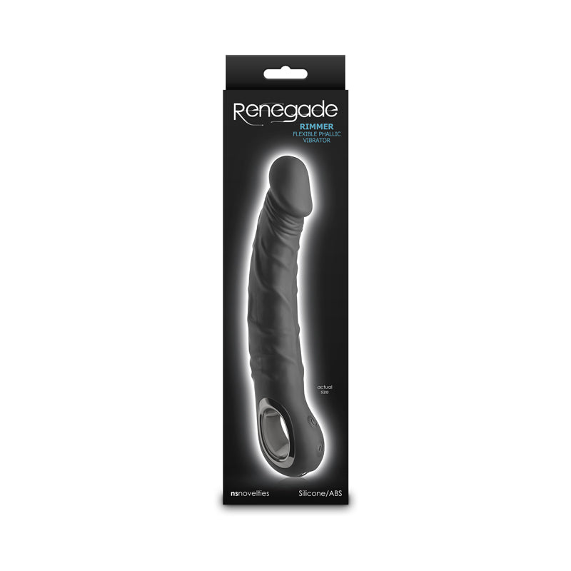 Renegade Rimmer - Black - Black 22 cm USB Rechargeable Vibrator-NSN-1161-43
