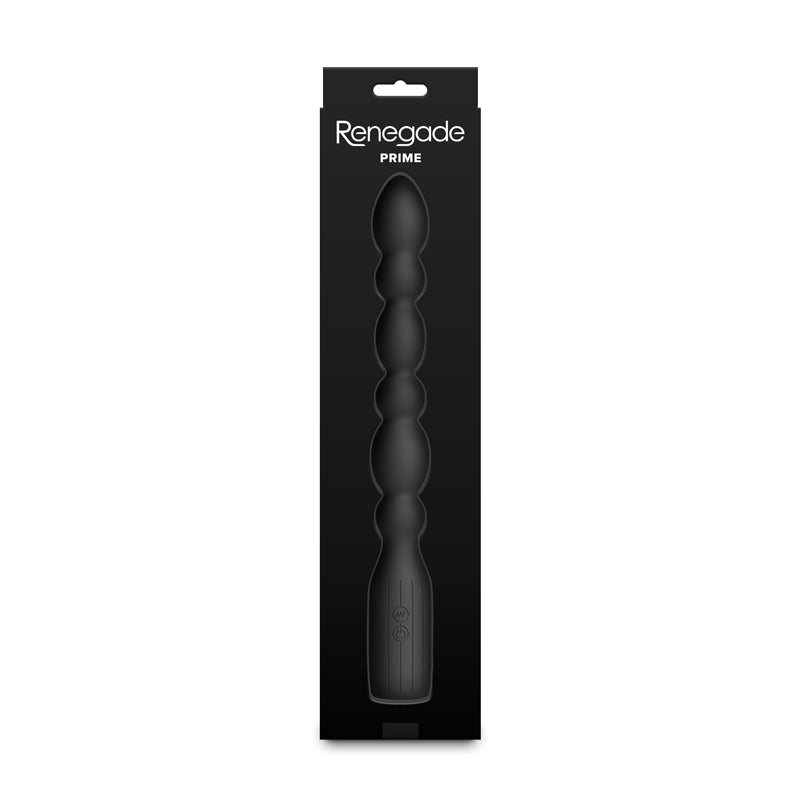 Renegade Prime - Black - Black 28.8 cm USB Rechargeable Vibrating Anal Beads - NSN-1162-33