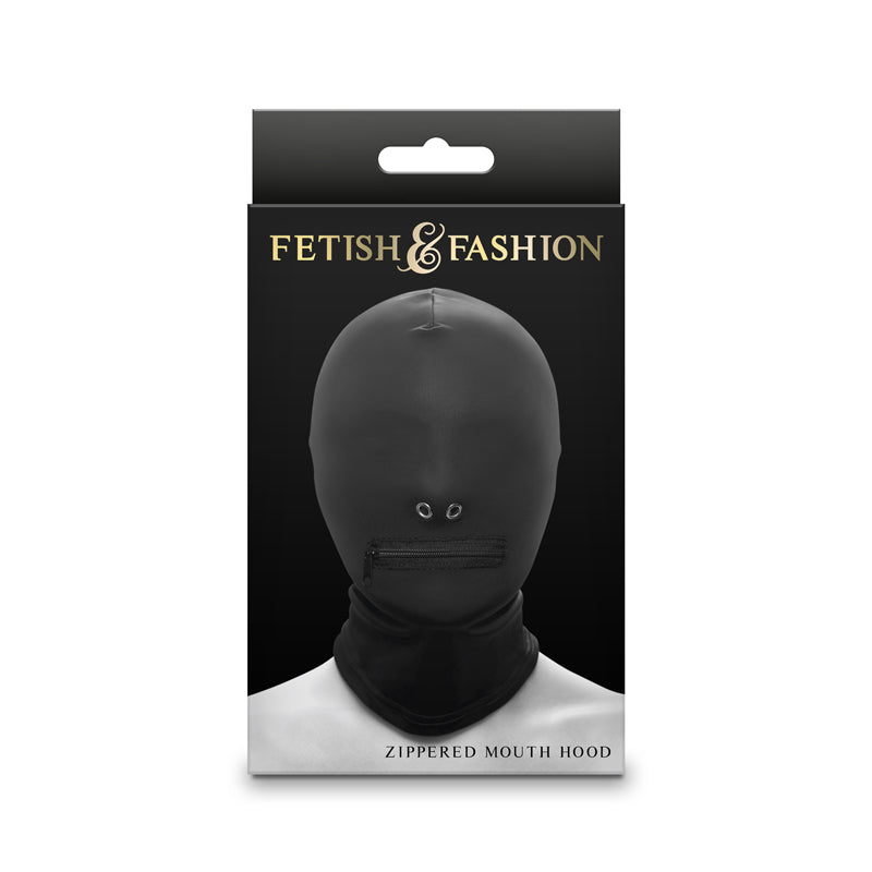 Fetish & Fantasy - Zippered Mouth Hood - Black-(nsn-1803-53ap)