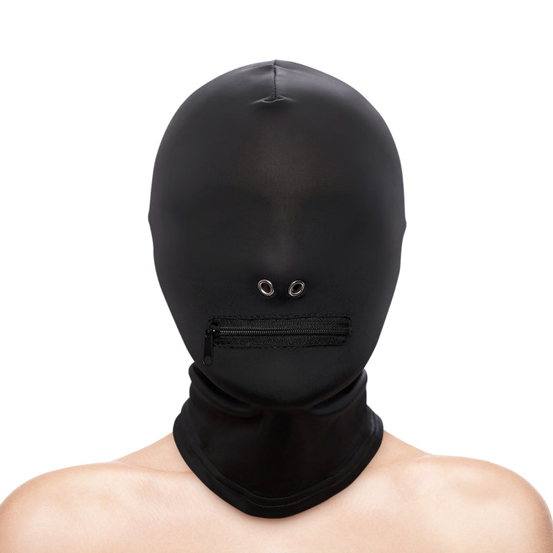 Fetish & Fantasy - Zippered Mouth Hood - Black-(nsn-1803-53ap)