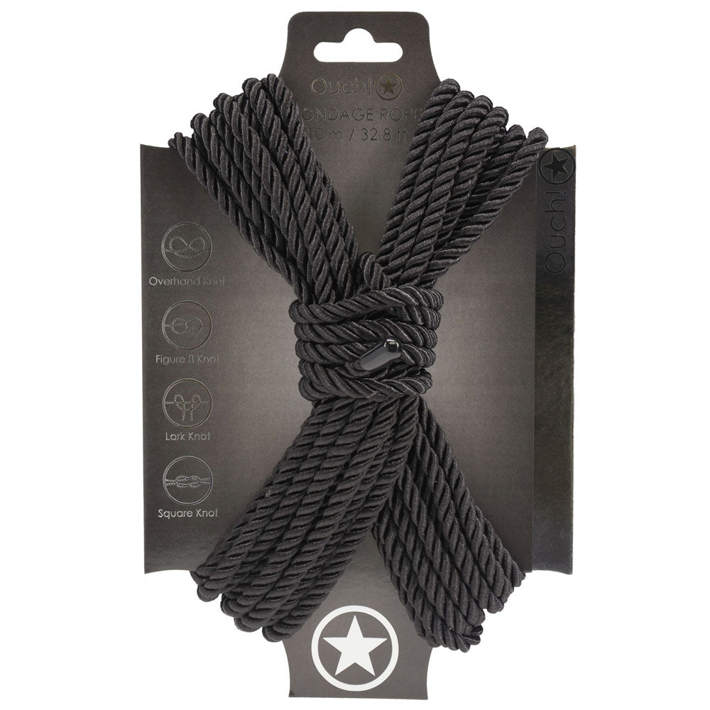 OUCH! Bondage Rope - 10 M - Black - Black Nylon Bondage Rope - 10 metre Length-OU1058BLK