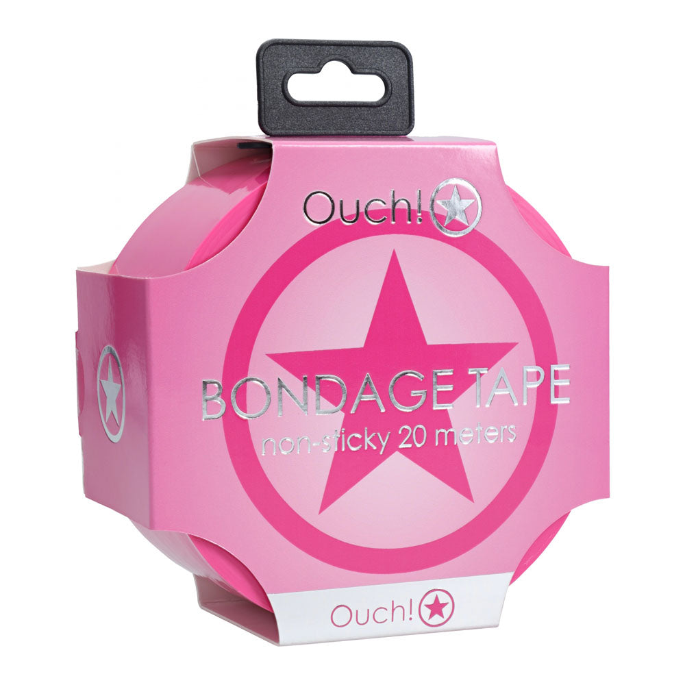 OUCH! PVC Non-Stick Tape - Pink - Pink Bondage Tape - 20 metre Length - OU1063PNK