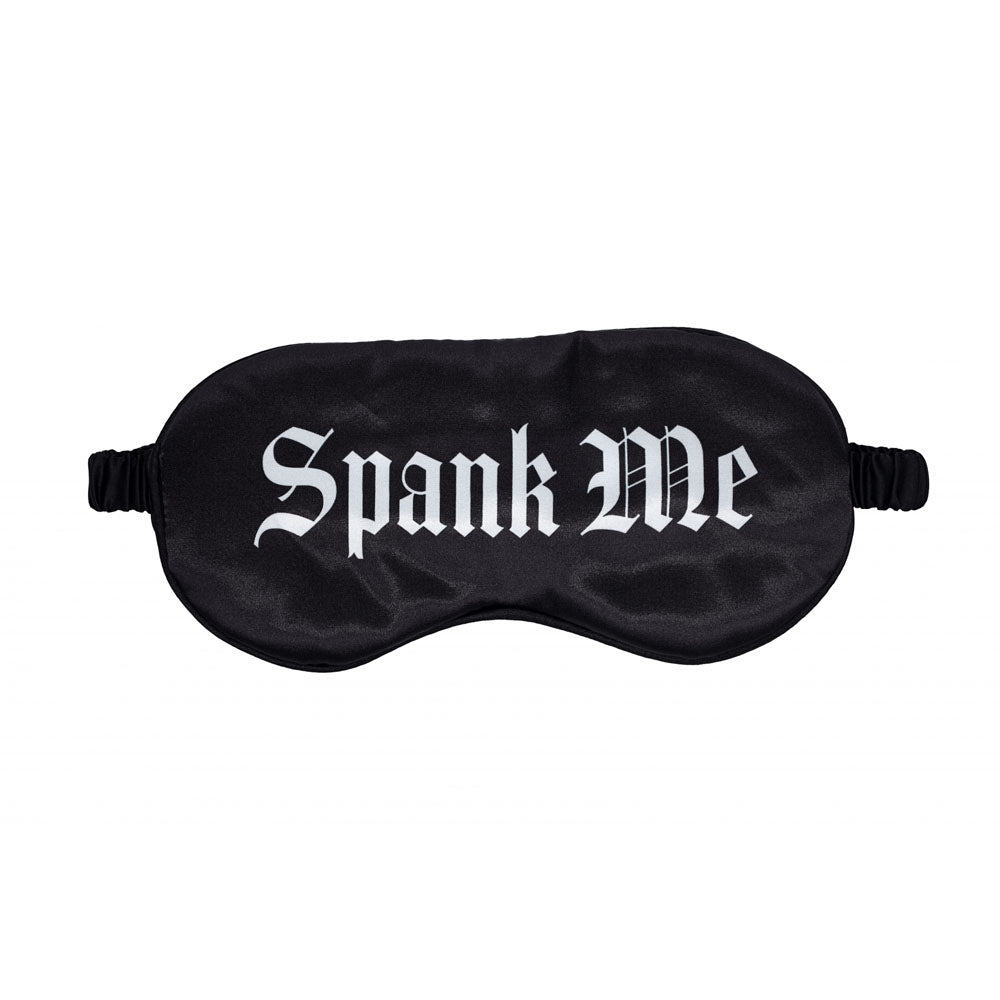 OUCH! Satin Mask - Spank Me - Black Printed Eye Mask - OU1067BLK