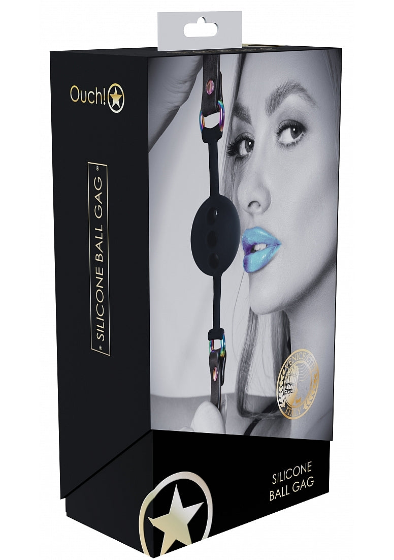 Ouch! Venice Collection - Silicone Ball Gag-OU959BLK