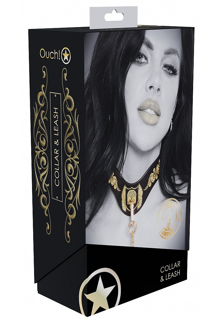 Ouch! London Collection - Collar with Leash-OU989BLK