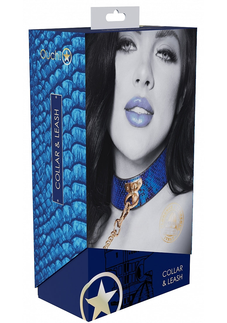 Ouch! Florence Collection - Collar with Leash-OU998BLU