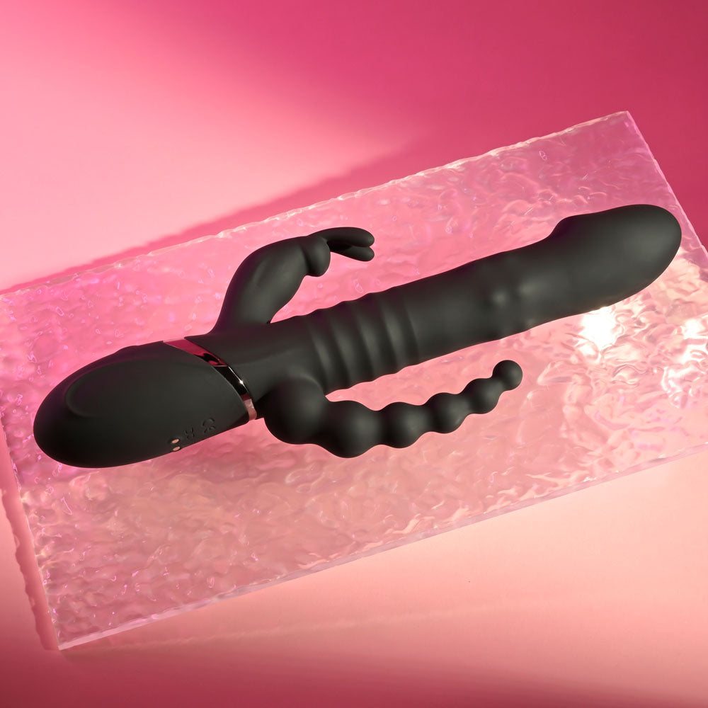 Playboy Pleasure BIG BUNNY ENERGY - Black 26.2 cm USB Rechargeable Rabbit Vibrator with Anal Be