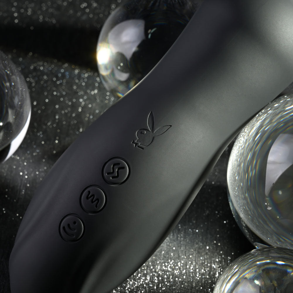 Playboy Pleasure LET IT BEAD - Black 23.1 cm USB Rechargeable Vibrating Anal Beads with Clitora