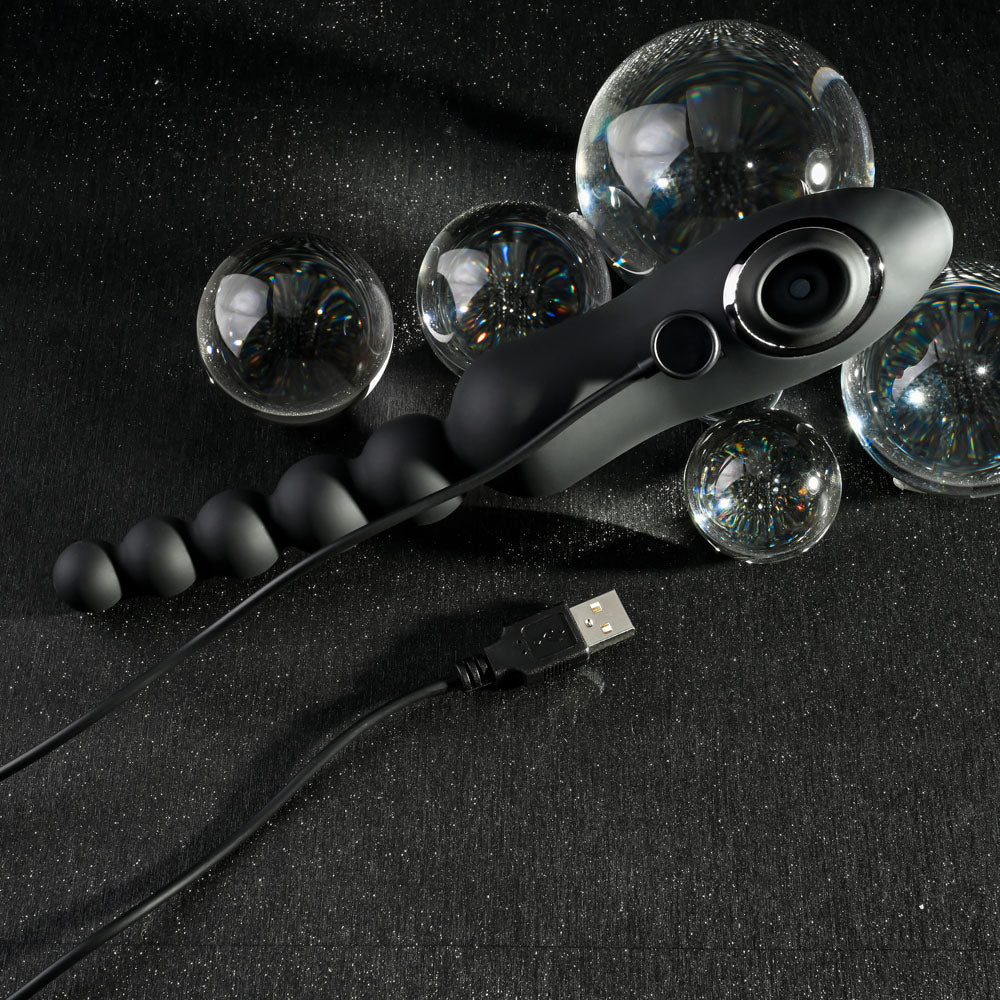 Playboy Pleasure LET IT BEAD - Black 23.1 cm USB Rechargeable Vibrating Anal Beads with Clitora