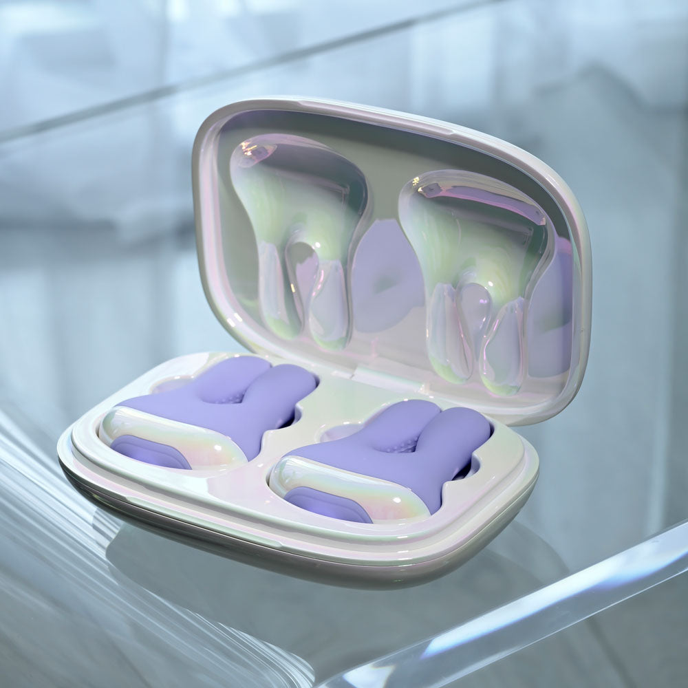 Playboy Pleasure IN A PINCH - Purple Rechargeable Vibrating Nipple Clamps with Charging Carry Case-PB-RS-5728-2