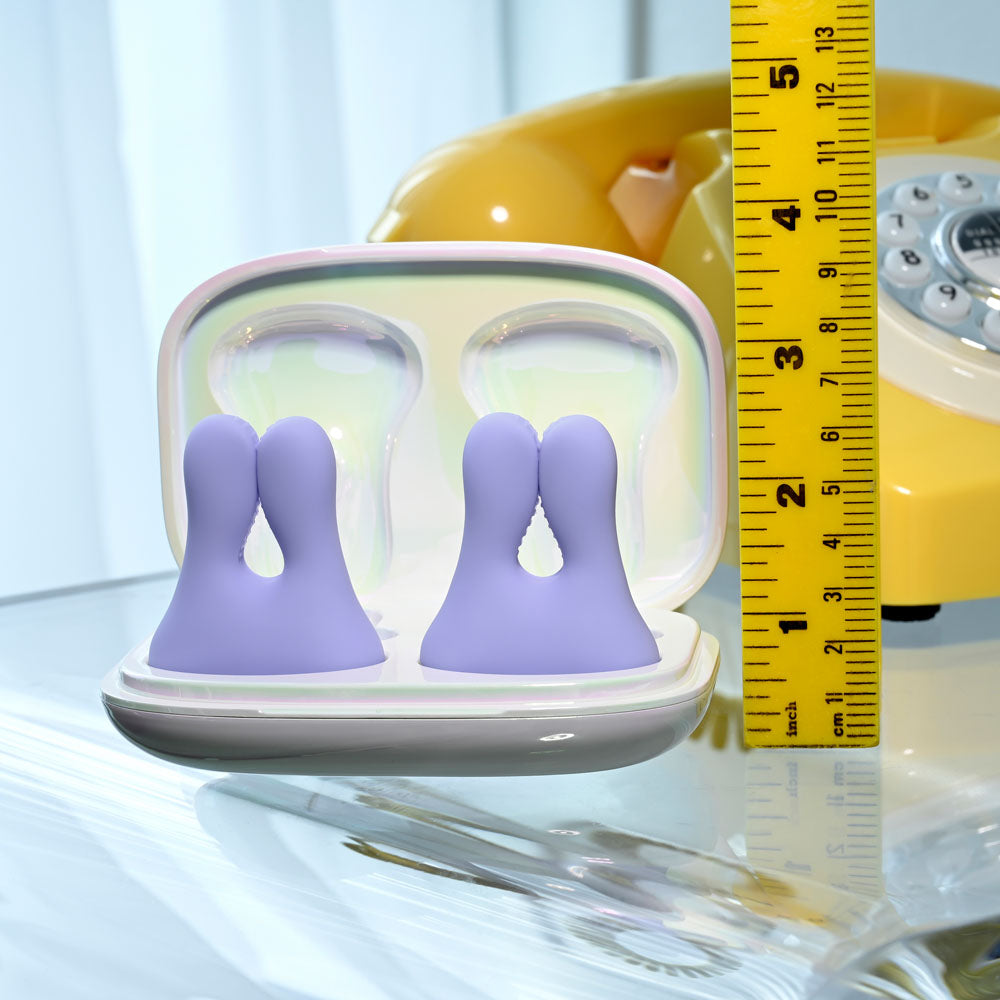 Playboy Pleasure IN A PINCH - Purple Rechargeable Vibrating Nipple Clamps with Charging Carry Case-PB-RS-5728-2
