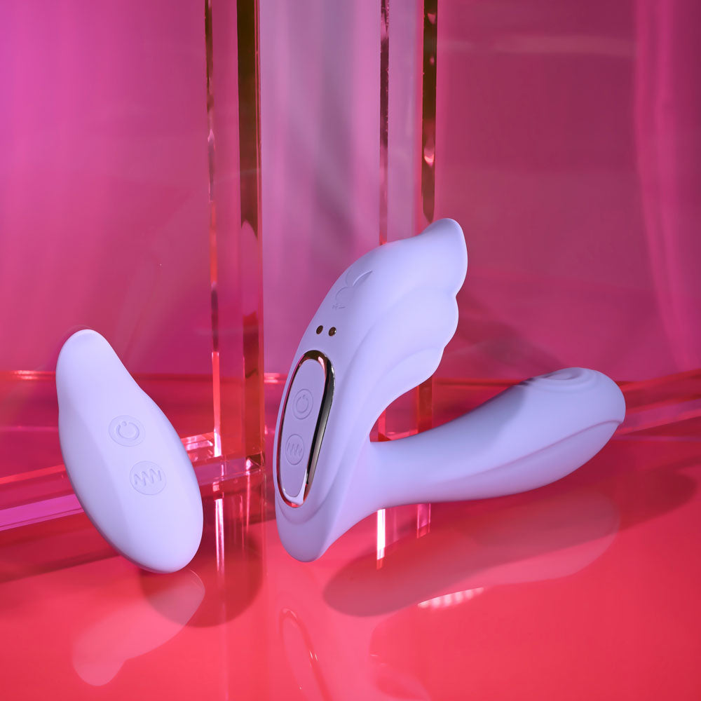 Playboy Pleasure LILAC FANTASY - Purple 13.5 cm USB Rechargeable Tapping Vibrator with Remote-PB-RS-6473-2