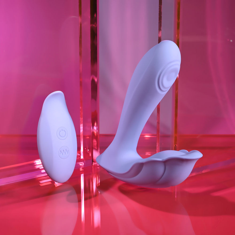 Playboy Pleasure LILAC FANTASY - Purple 13.5 cm USB Rechargeable Tapping Vibrator with Remote-PB-RS-6473-2