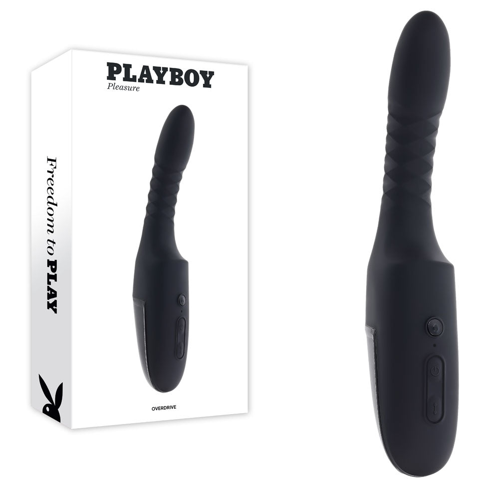 Playboy Pleasure OVERDRIVE - Black 28.2 cm USB Rechargeable Thrusting Vibrator-PB-RS-7302-2