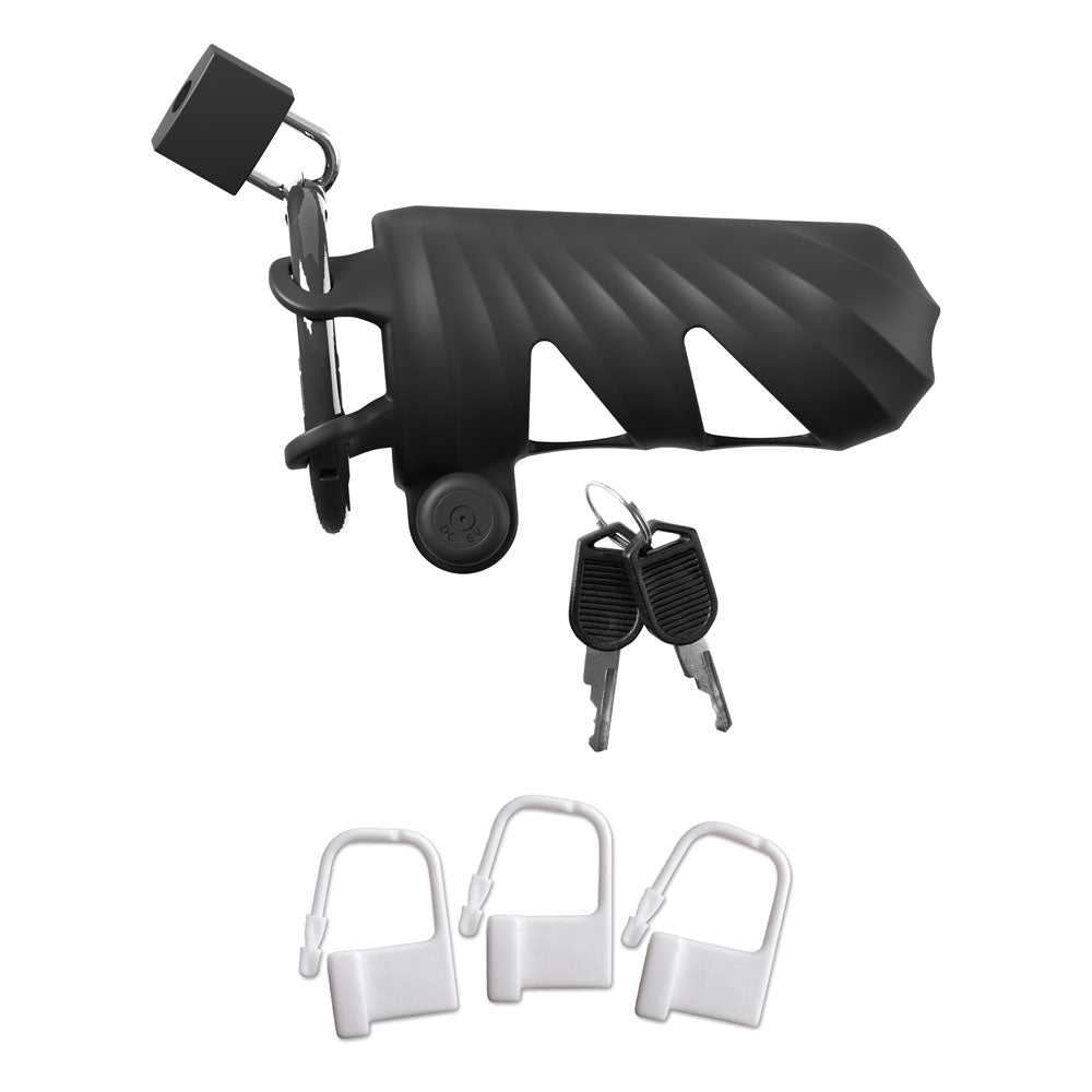 Fantasy C-Ringz Remote-Controlled Vibrating Cock Blocker - Black Vibrating Cock Cage-PD5971-23