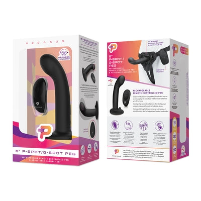 Pegasus 6" Wireless Remote Control P-Spot / G-Spot Peg with Harness-PEG-002