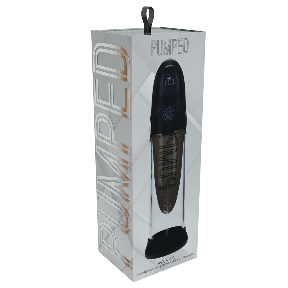 PUMPED Aqua-Pro Auto Pump - Black - Black/Clear USB Rechargeable AI-Enabled Submersible Auto Penis Pump-PMP053BLK