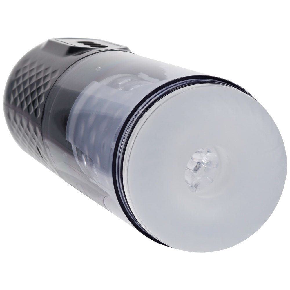 PUMPED Vortex - Gunmetal - Gunmetal Grey/Clear USB Rechargeable Sucking Rotating and Thrusting