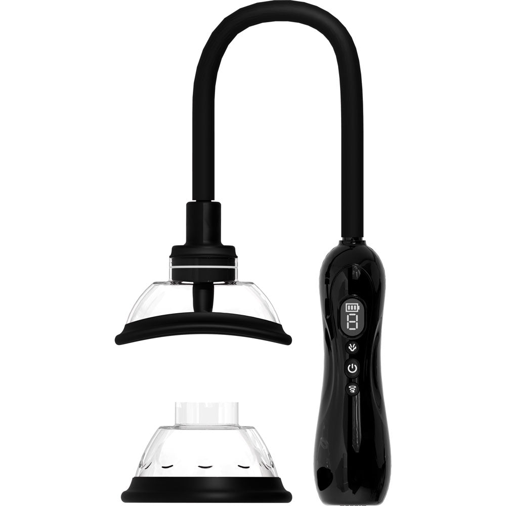 PUMPED Vulva & Breast Pump with Tongue Stimulator - Black - Black USB Rechargeable Ladies Pump