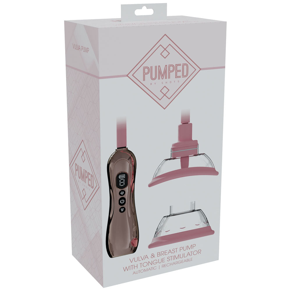 PUMPED Vulva & Breast Pump with Tongue Stimulator - Rose Gold - Rose Gold USB Rechargeable Ladi