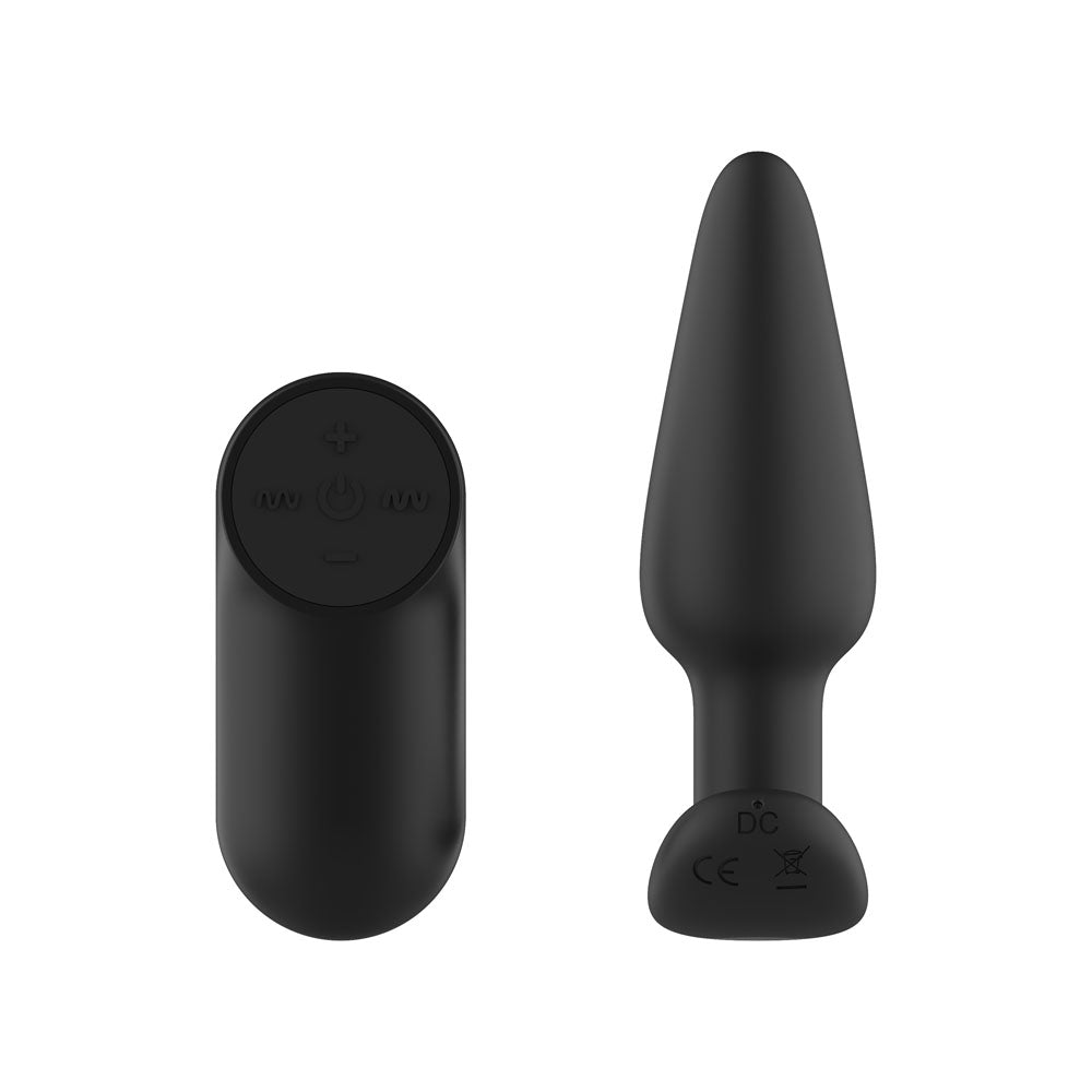 Passion Play Silicone Vibrating Butt Plug with Remote - Black 10.4 cm USB Rechargeable Vibratin