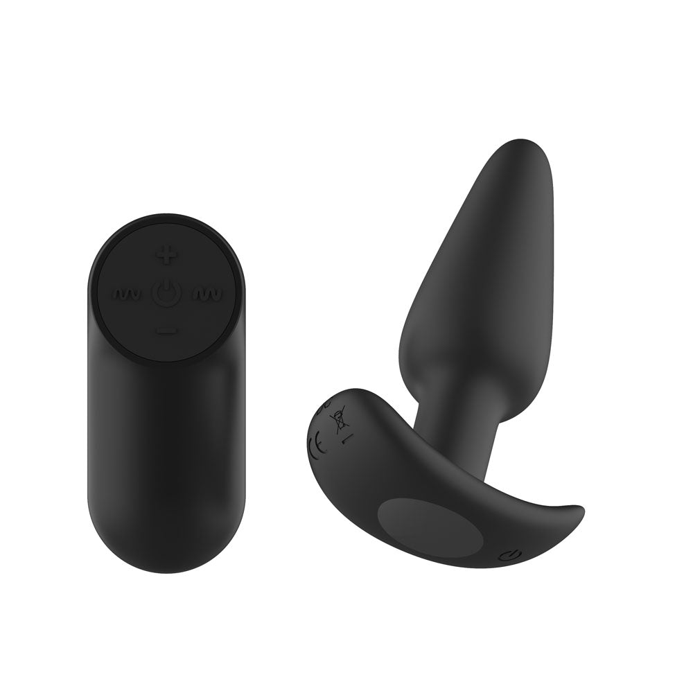 Passion Play Silicone Vibrating Butt Plug with Remote - Black 10.4 cm USB Rechargeable Vibratin