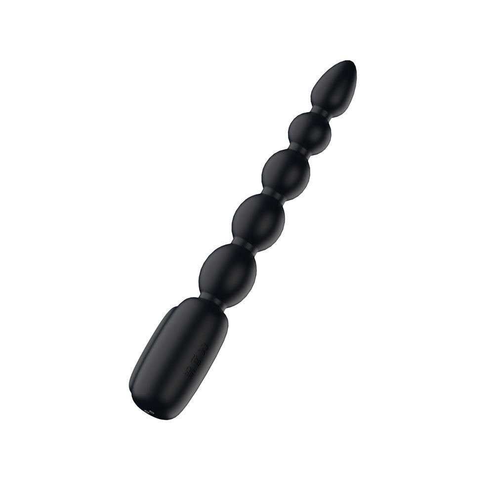 Passion Play Vibrating Anal Beads with LED Screen - Black 23 cm USB Rechargeable Vibrating Anal