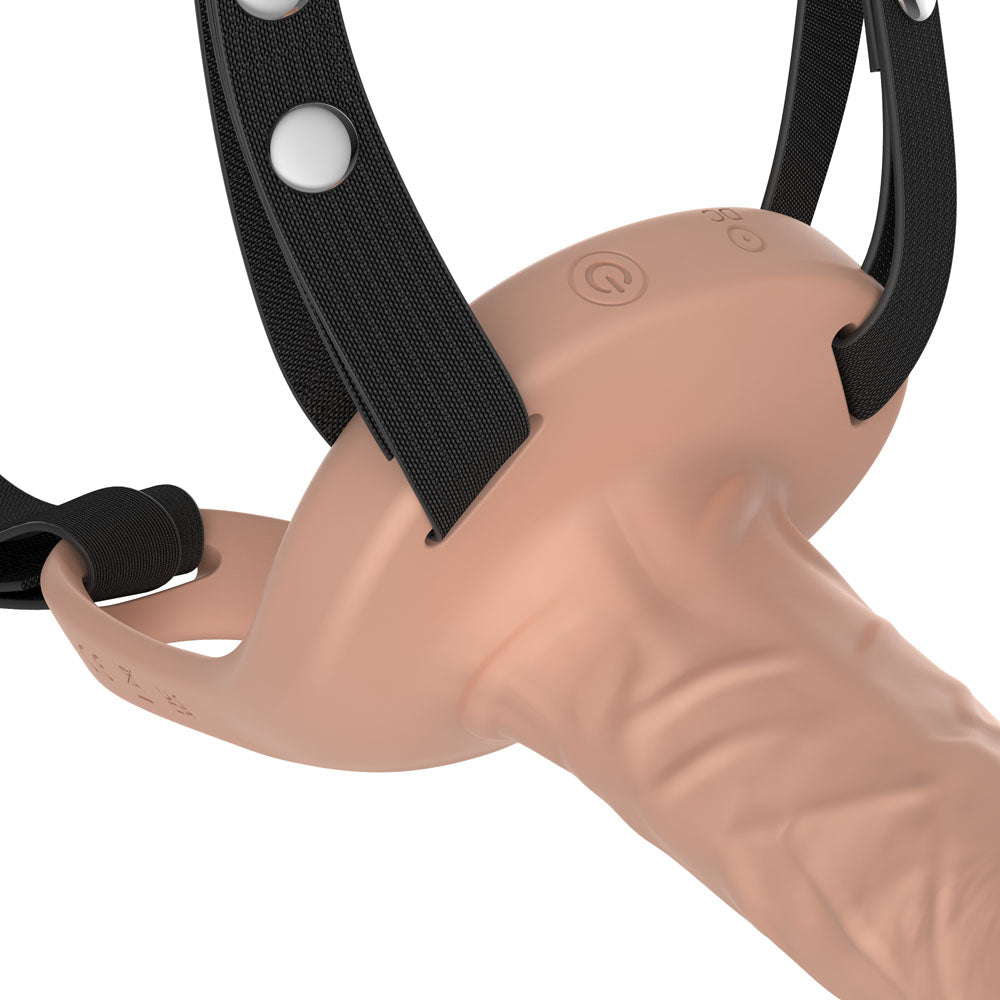 Passion Play Vibrating Realistic Hollow Strap-On - Flesh - Flesh 15.5 cm USB Rechargeable Vibra