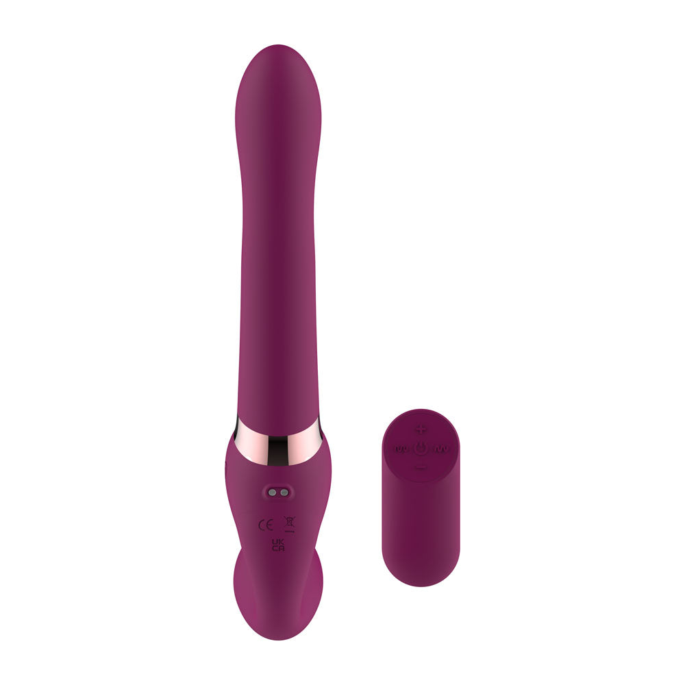 Passion Play Strap-less Dildo with Remote Controller - Purple 25 cm USB Rechargeable Strapless