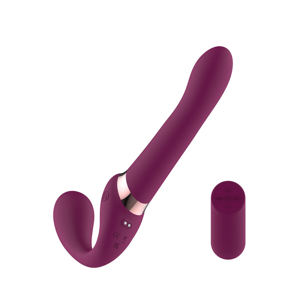 Passion Play Strap-less Dildo with Remote Controller - Purple 25 cm USB Rechargeable Strapless