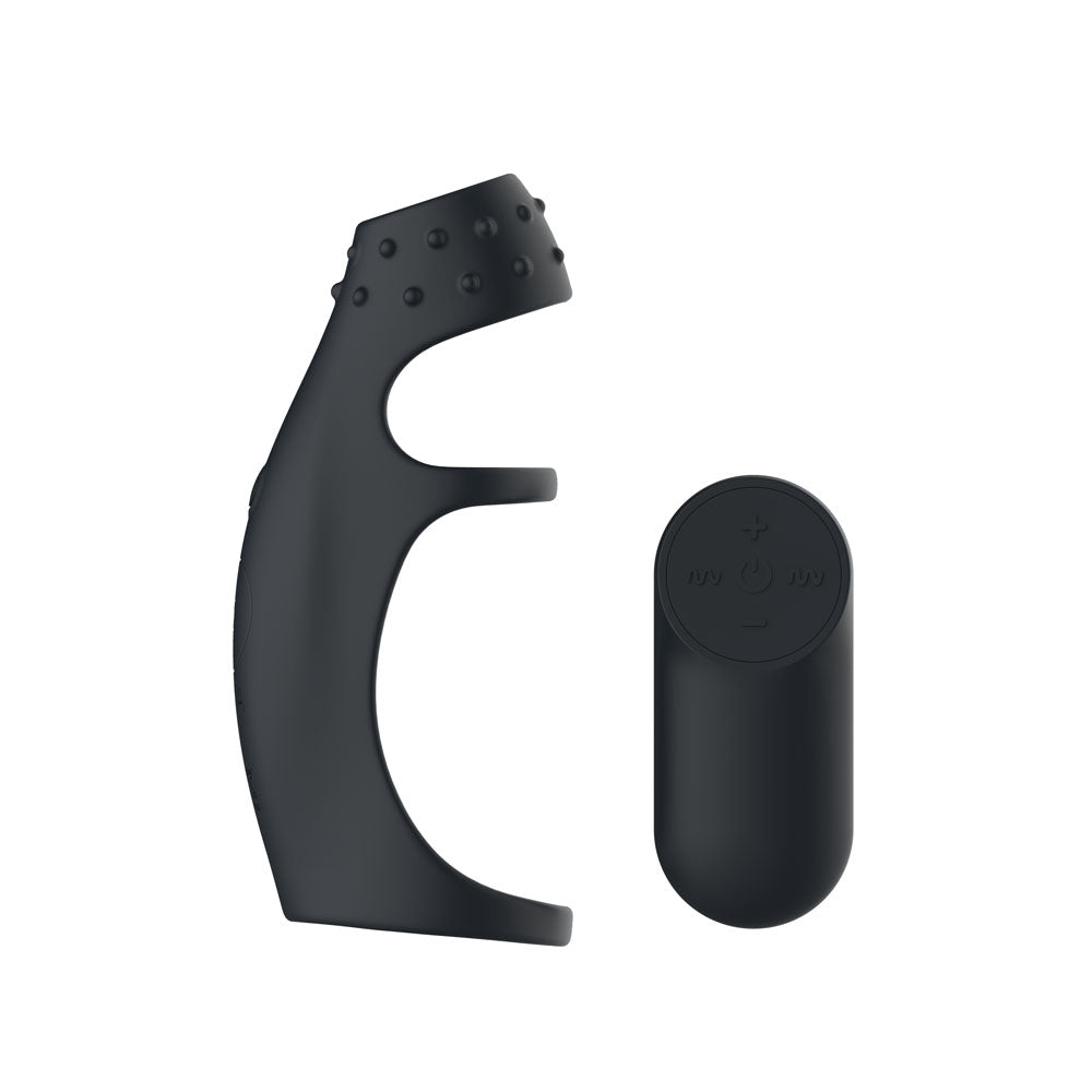 Passion Play Vibrating Cockring Sleeve - Black USB Rechargeable Vibrating Penis Sleeve with Wir