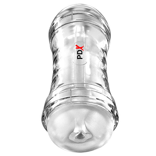 PDX Wet Pussies Super Flip-A-Pussy Over - Clear - Clear Dual Ended Self Lubricating Stroker (Va